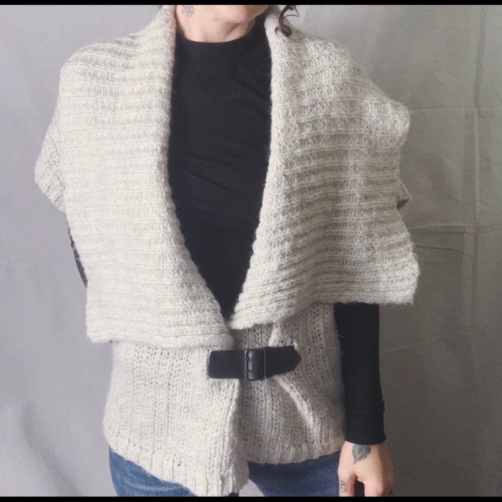 ANN TAYLOR Alpaca Blend Wrap Poncho Sweater